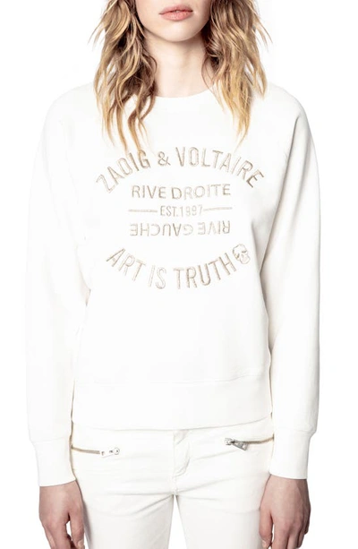 Shop Zadig & Voltaire Upper Blason Brode Graphic Sweatshirt In Lait
