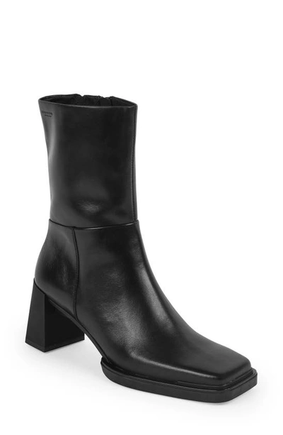 Shop Vagabond Shoemakers Edwina Square Toe Boot In Black Leather
