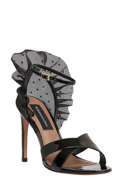 Shop Bcbgmaxazria Stella Ruffle Ankle Strap Sandal In Black Patent