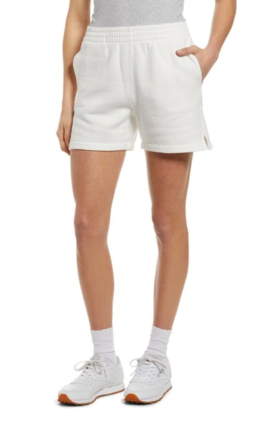 Shop Reformation Brooks Organic Cotton Sweat Shorts In Vintage White