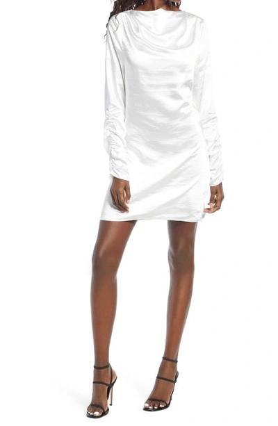Shop 4th & Reckless Mika Cowl Long Sleeve Minidress In Oyster White