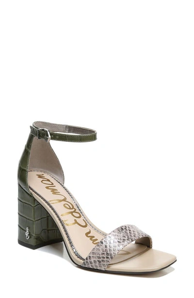 Shop Sam Edelman Daniella Ankle Strap Sandal In Granite Green/ Sesame Leather