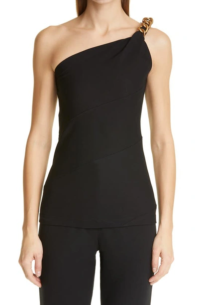 Shop Givenchy Chain Detail Punto Milano One-shoulder Top In Black