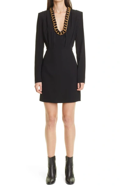 Shop Givenchy Chain Collar Long Sleeve Minidress In Black