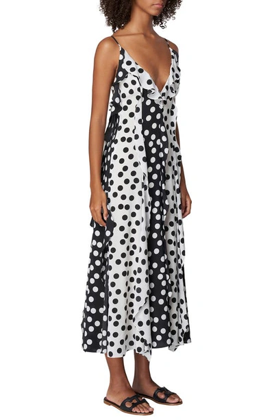 Shop Carolina Herrera Dot Print Sleeveless Dress In Black/ White