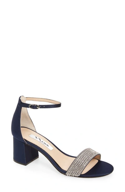 Shop Nina Eloise Crystal Block Heel Sandal In New Navy