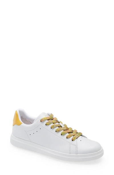 Shop Tory Burch Howell Sneaker In Titanium White / Goldfinch