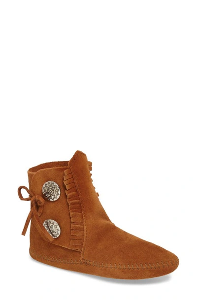 Shop Minnetonka Two-button Softsole Bootie In Brown