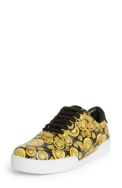 Shop Versace Ilus Medusa Low Top Sneaker In Black/ Gold