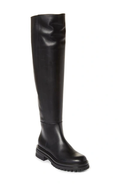 Shop Gianvito Rossi Over The Knee Leather Boot In Black