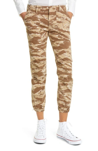 Shop Nili Lotan Camo French Military Crop Pants In Khaki Tiger Camo