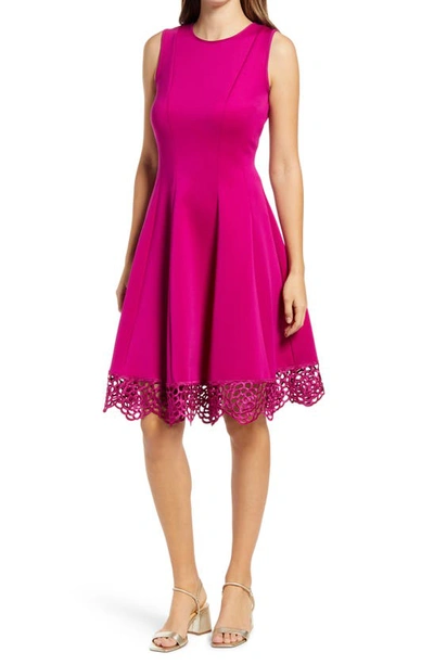 Shop Donna Ricco Sleeveless Fit & Flare Dress In Raspberry
