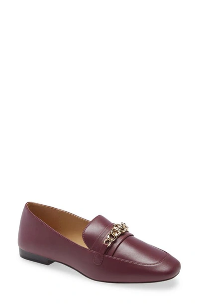 Shop Michael Michael Kors Dolores Chain Loafer In Dark Berry Leather