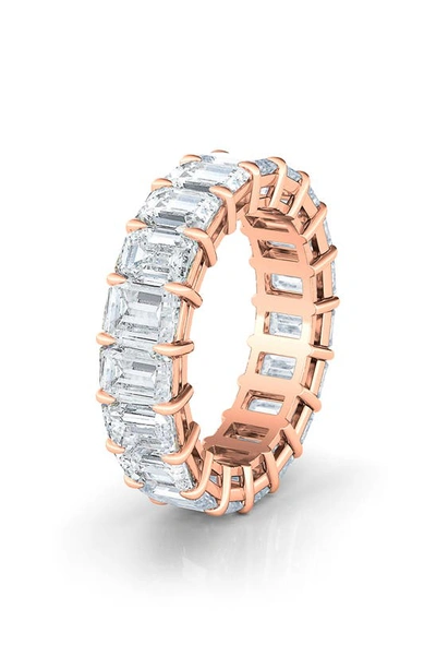 Shop Hautecarat Emerald Cut Lab Created Diamond 18k Gold Eternity Band In Rose Gold