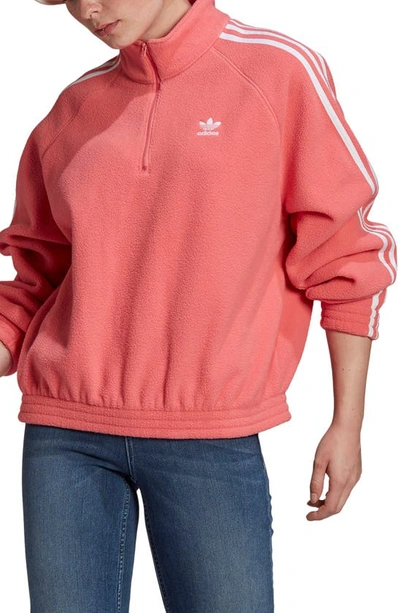 Shop Adidas Originals Half Zip Fleece In Hazy Rose