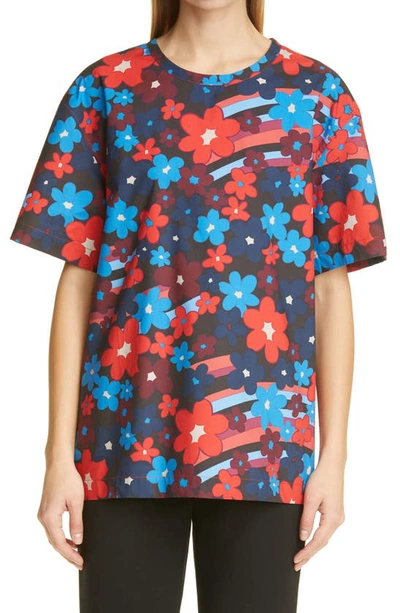 Shop Marni Rainbow Flower Print T-shirt In Lacquer