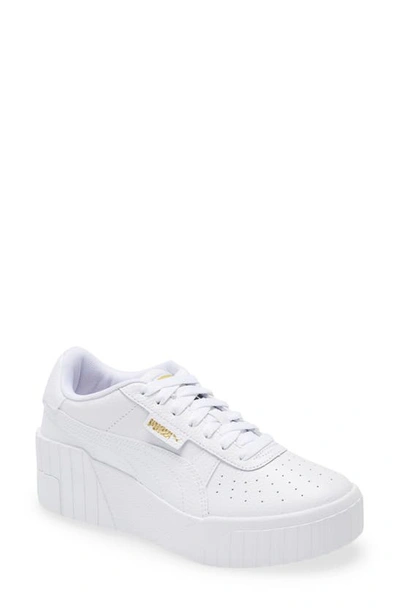 Shop Puma Cali Wedge Sneaker In  White- White