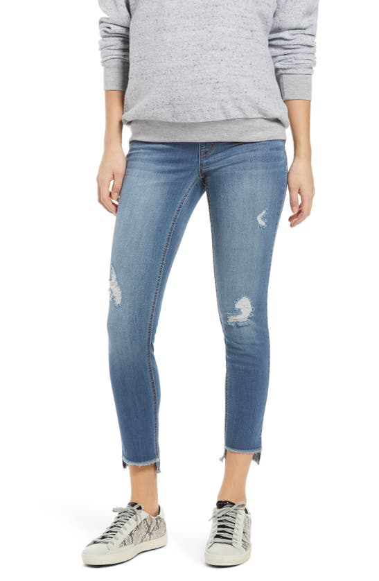 1822 Denim Raw Step Hem Distressed Ankle Skinny Maternity Jeans In Gerard |  ModeSens