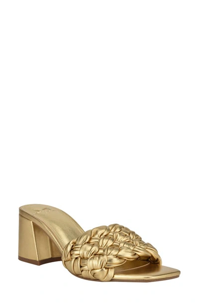 Shop Marc Fisher Ltd Nahea Slide Sandal In Gold Leather