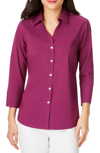 Shop Foxcroft Mary Button-up Blouse In Persian Plum