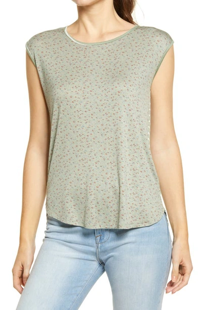 Shop Bobeau Mixed Print High/low Tank In Sage Floral