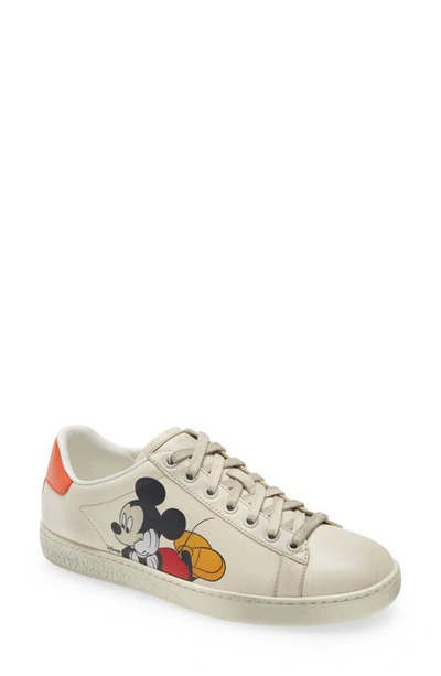 Shop Gucci X Disney Ace Mickey Mouse Sneaker In Ivory/multi