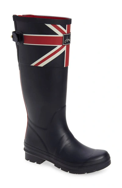 Shop Joules 'welly' Print Rain Boot In Navy Union Jack