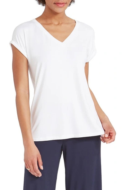 Shop Nic + Zoe Eaze V-neck T-shirt In Paper White