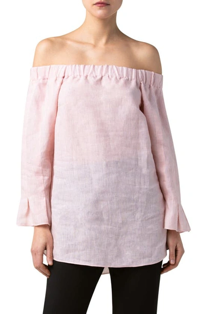 Shop Akris Punto Carmen Off The Shoulder Blouse In Soft Pink