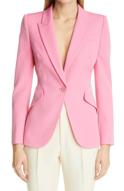 Shop Alexander Mcqueen Wool Grain De Poudre Jacket In Betony Pink