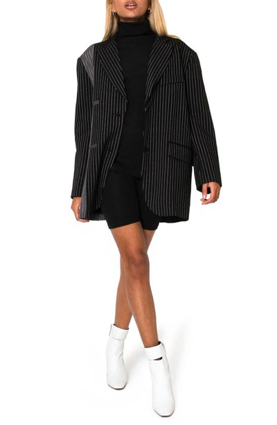 Shop Absence Of Colour Ophie Oversize Pinstripe Blazer In Black / Grey