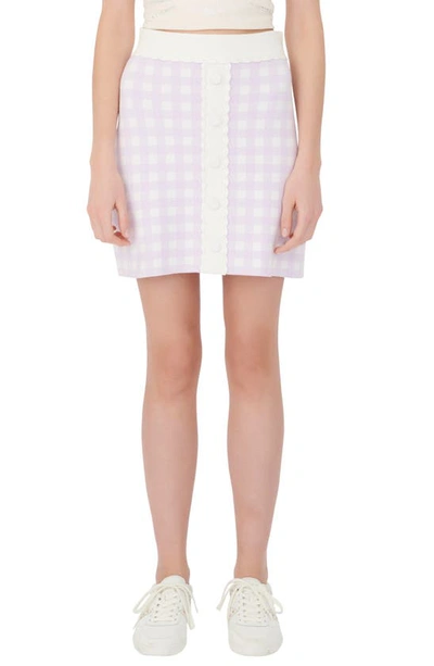 Shop Maje Gingham Lace Miniskirt In Parma