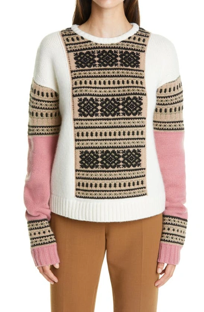 Shop Max Mara Liana Fair Isle Sweater In Rosa