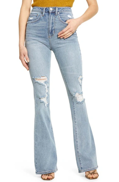 Shop Afrm Kayne Distressed Flare Jeans In Light Sunland Wash