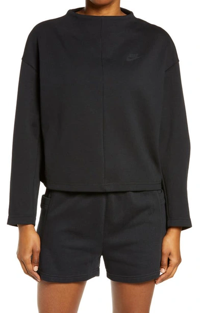 Shop Nike Sportswear Tech Fleece Sweatshirt In Black/ Black