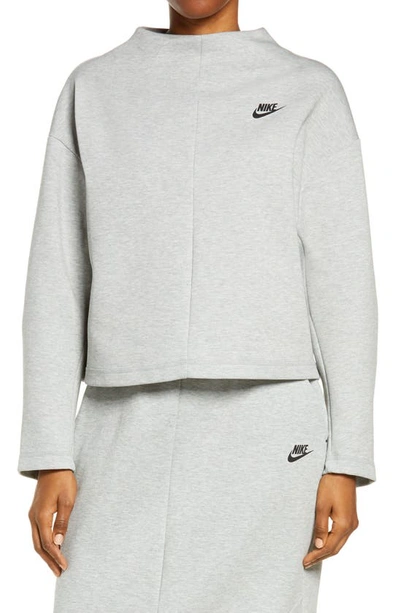 Shop Nike Sportswear Tech Fleece Sweatshirt In Dk Grey Heather/ Black