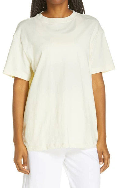 Shop Nike Essential Embroidered Swoosh Cotton T-shirt In Coconut Milk/ White