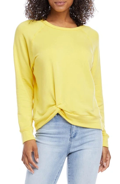 Shop Karen Kane Twist Front Sweatshirt In Lemon