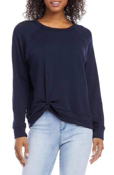 Shop Karen Kane Twist Front Sweatshirt In Navy