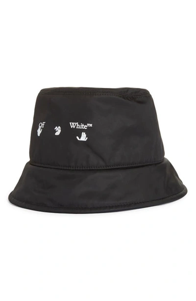 Shop Off-white Logo Bucket Hat With Removable Visor In Black Black