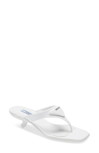 Shop Prada Logo Sandal In Bianco