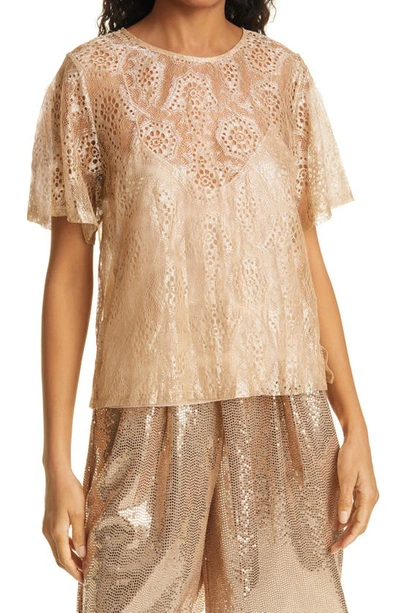 Shop Forte Forte Chantilly Lace Top In Gold