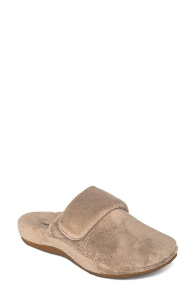 Shop Aetrex Mandy Slipper In Coffee Fabric