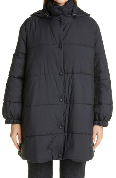 Shop Givenchy Back Logo A-line Puffer Coat In Black