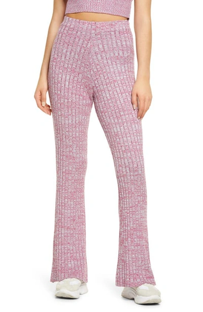 Shop Afrm Theodore Knit Flare Leg Pants In Marled Soft Grey Mauve