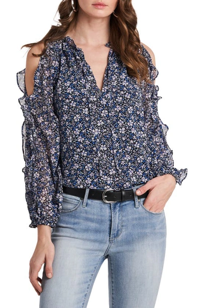 Shop 1.state Ruffle Cold Shoulder Top In Chateau Floral