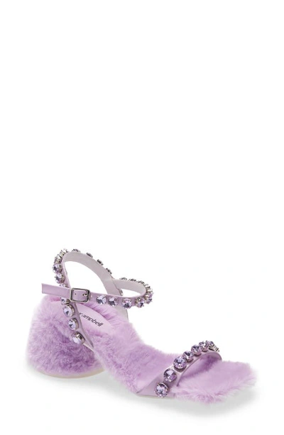 Shop Jeffrey Campbell Lover Embellished Faux Fur Sandal In Purple Combo