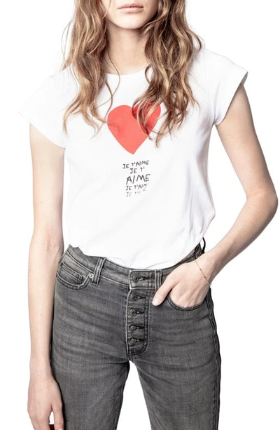 Shop Zadig & Voltaire Skinny Je T'aime Graphic Tee In Blanc