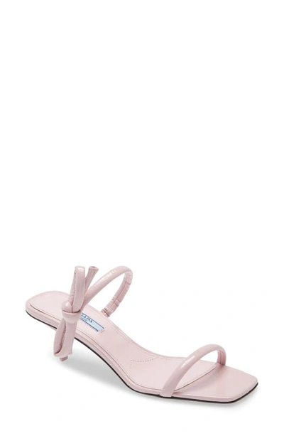 Shop Prada Double Strap Bow Sandal In Alabastro