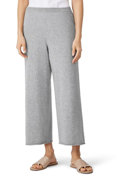 Shop Eileen Fisher Crop Wide Leg Cashmere Pants In Moon